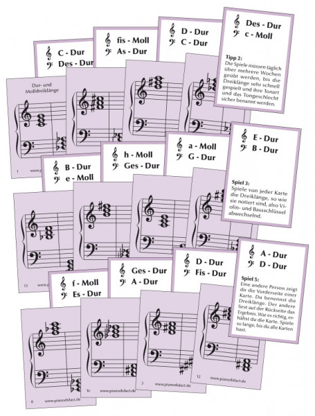 Notenkarten Nr. 7 - Dur- und Molldreiklänge